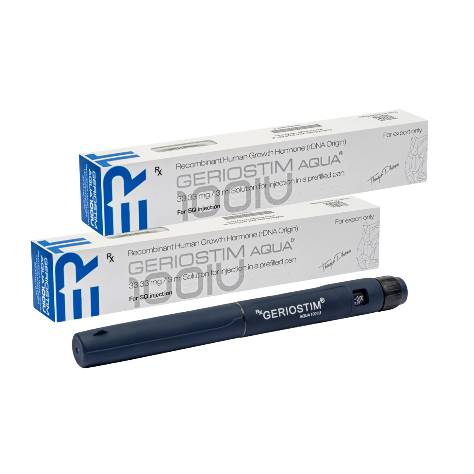 PACK 2 CAJAS GERIOSTIM AQUA 100 UI Hormona de Crecimiento Humana HGH Thaiger Pharma para 100 días